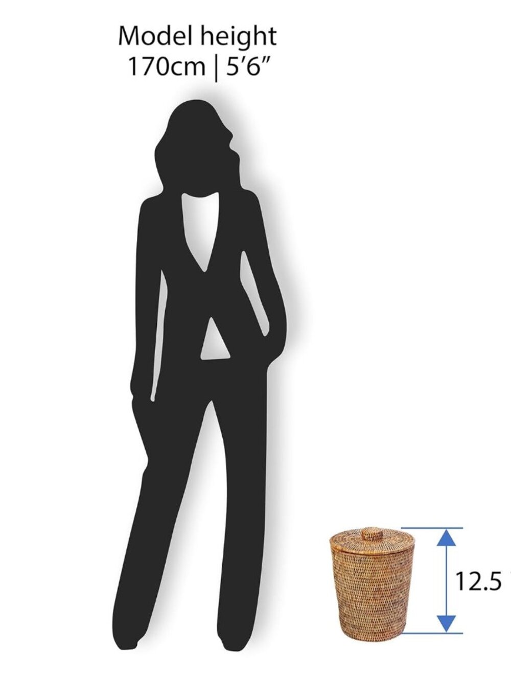La Jolla Rattan Round Waste Basket With Lid & Plastic Insert, 2 Gallon Woven Was - Picture 9 of 9